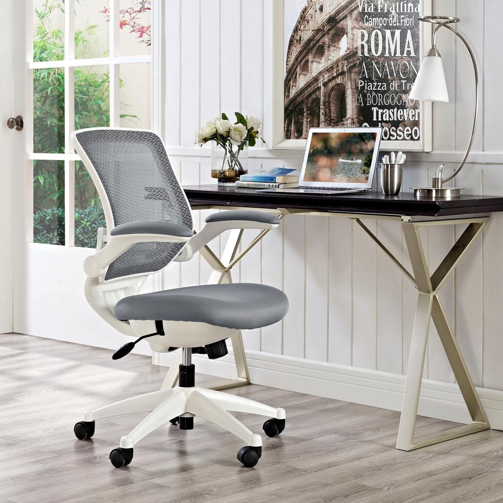Modway Edge White Base Office Chair In Gray Eei 596 Gry The Home Depot Modway Edge White Base Office Chair In Gray