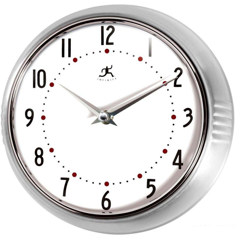 Home Decorators Collection 9.5 in. Retro Silver Wall Clock7180300450