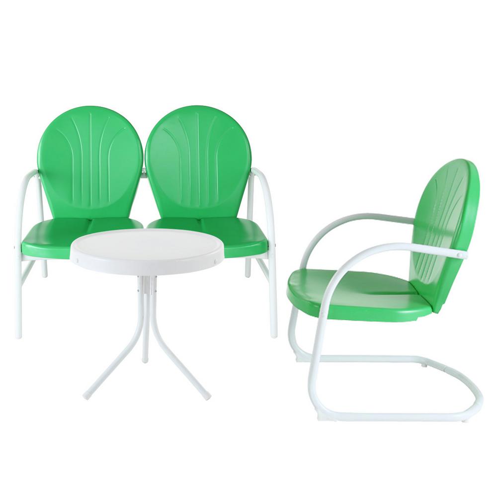 Crosley Griffith Green 3 Piece Metal Outdoor Patio Conversation Crosley Griffith Green 3 Piece Metal Outdoor Patio Conversation Seating Set
