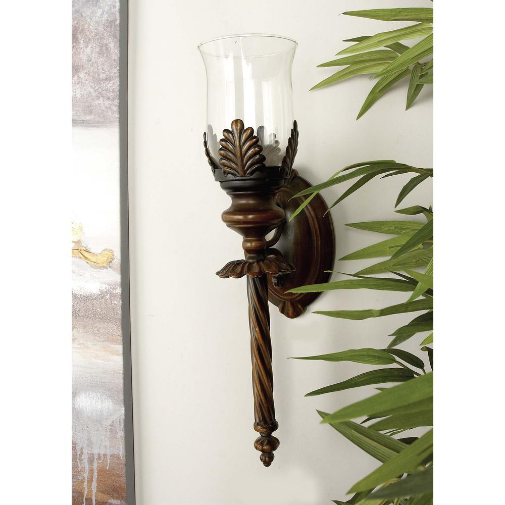 18 in. Metal and Glass Hurricane Candle Sconce72273 The Home Depot