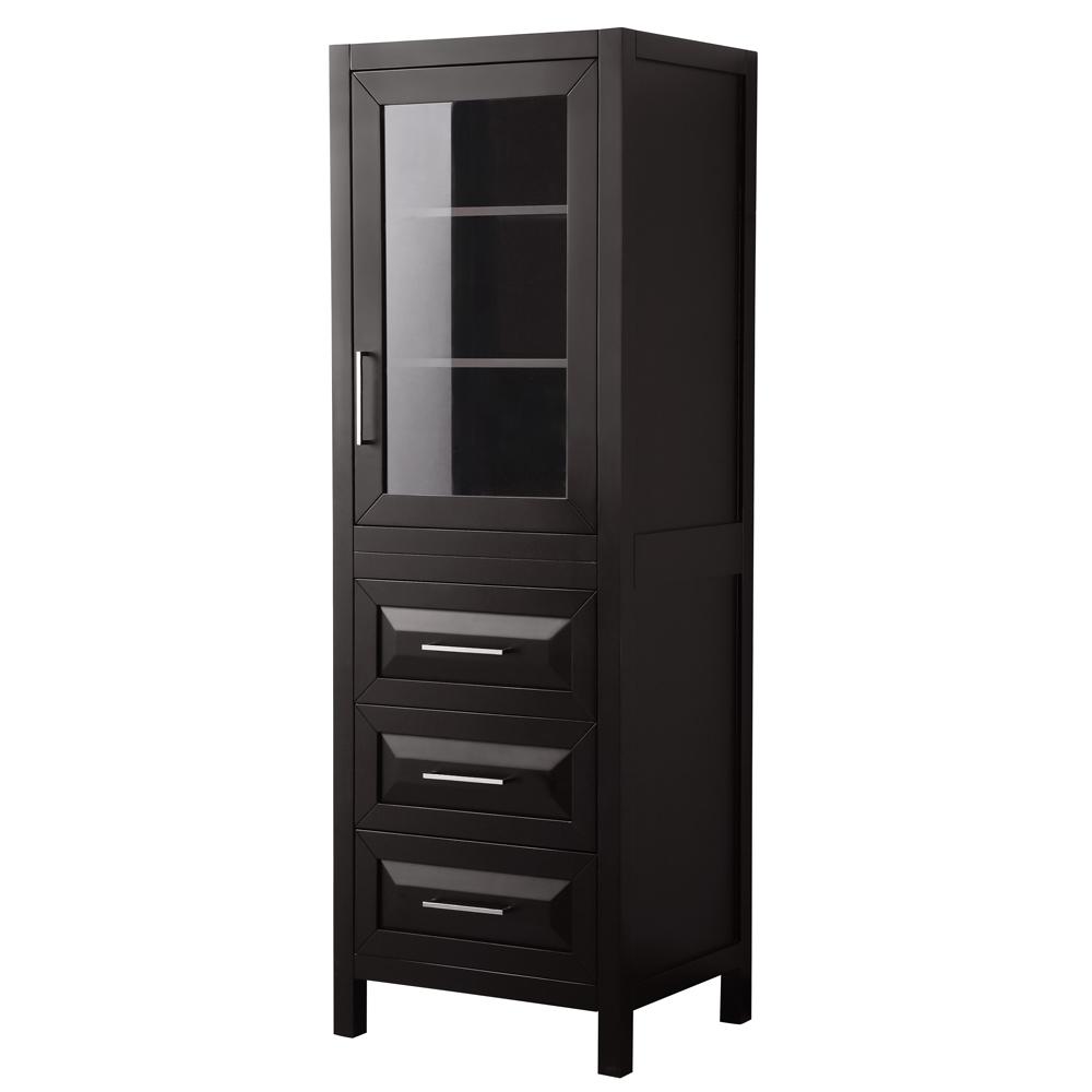 Wyndham Collection Daria 24 In W X 71 1 4 In H X 20 In D Bathroom Linen Storage Tower Cabinet In Dark Espresso Wcv2525ltde The Home Depot