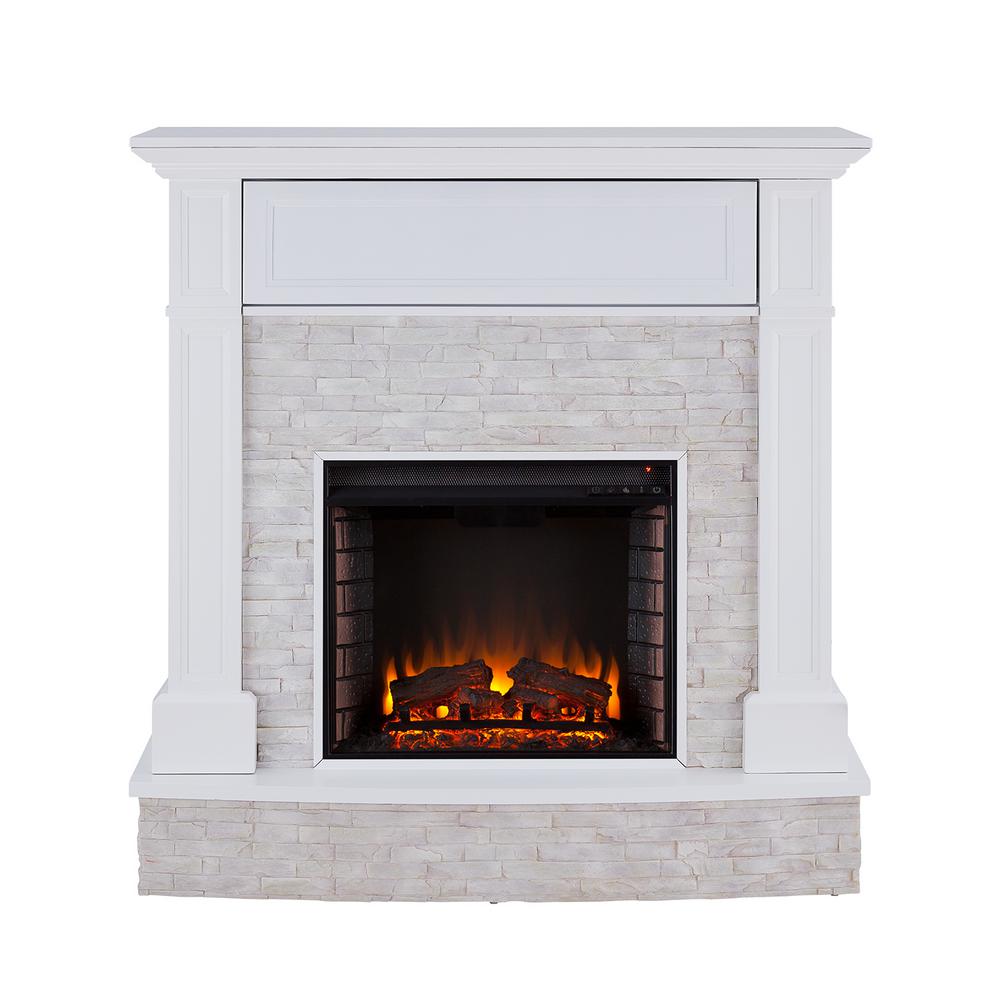 Southern Enterprises Johnna 48 in. Faux Stone Media Electric Fireplace