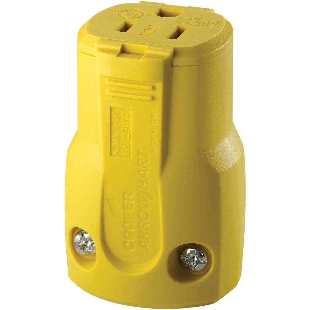 Eaton 15 Amp 125Volt Heavy Duty Grade Quick Grip Connector, Yellow