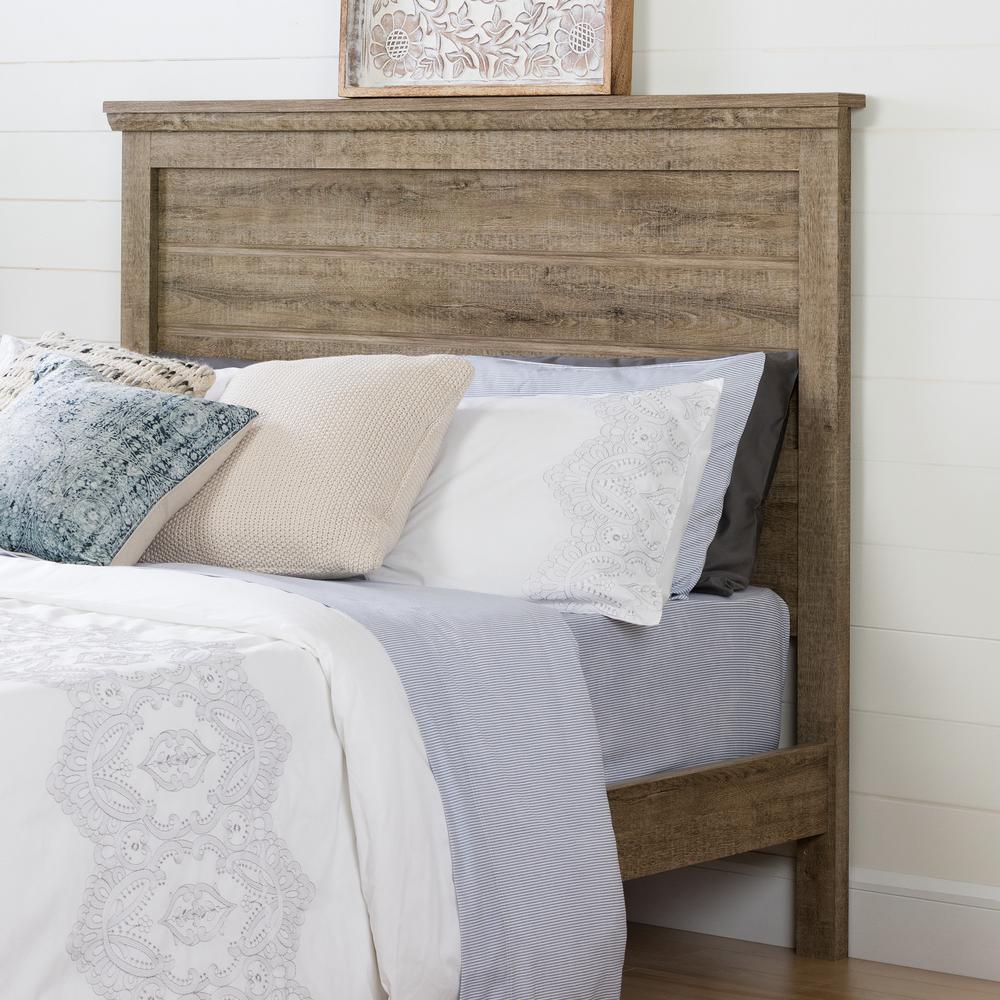South S Lionel Weathered Oak Queen Headboard 10302 The Home Depot