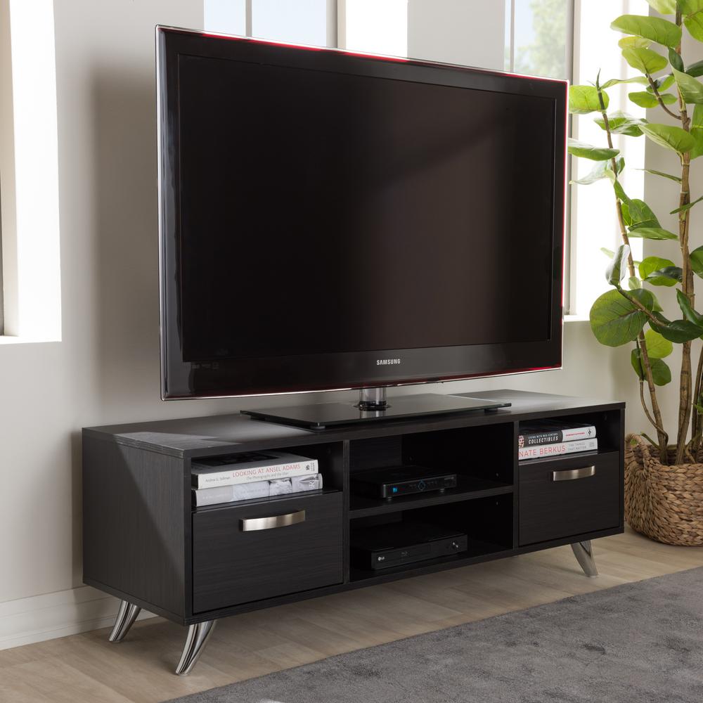 Baxton Studio Warwick Dark Brown 2 Drawer Tv Stand 28862 8013 Hd