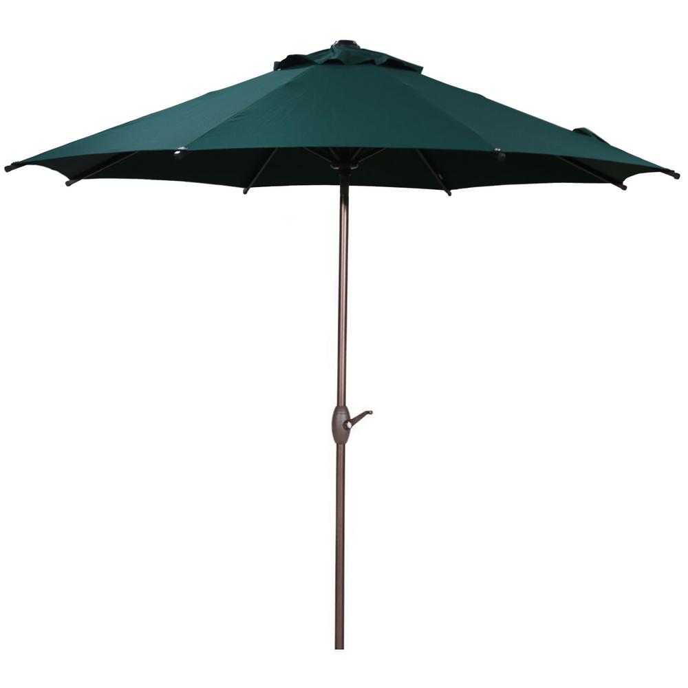 Abba Patio 9 Ft Outdoor Market Patio Umbrella With Push Button Tilt And Crank Dark Green Ap9388ctg N The Home Depot