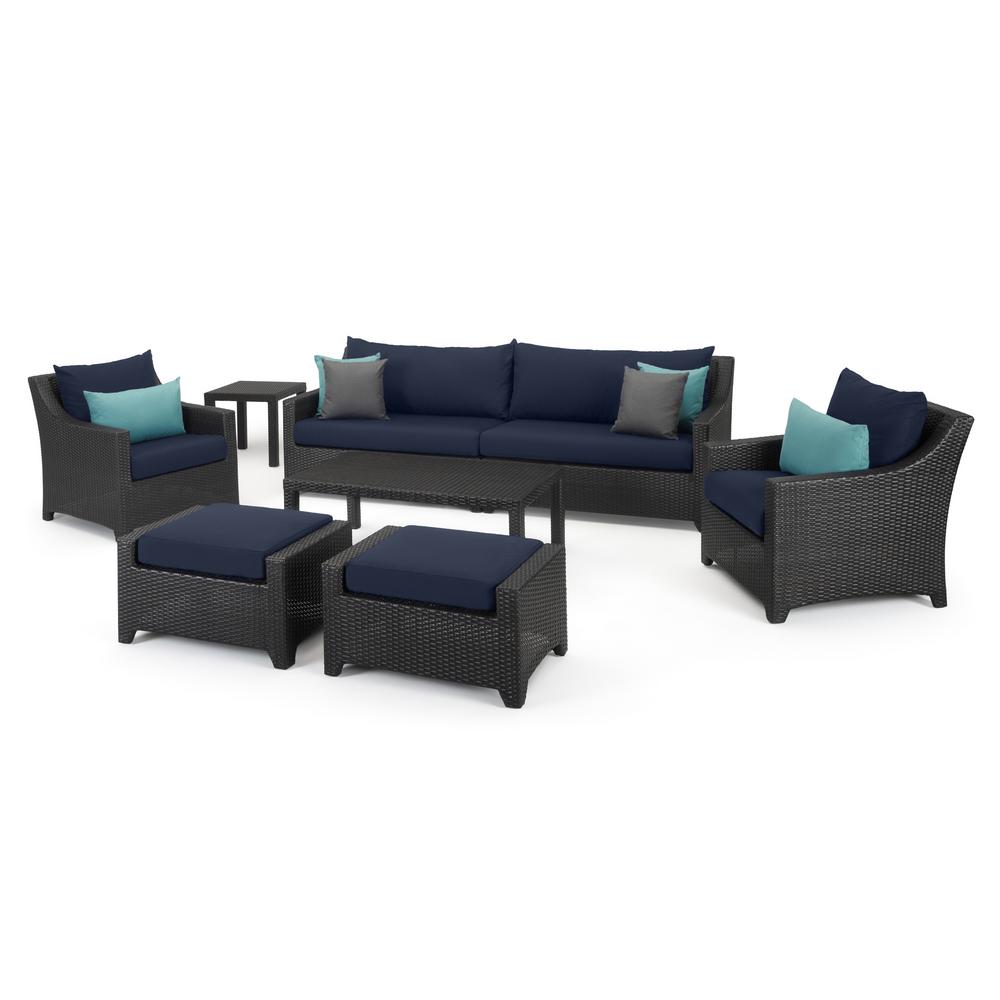 Reviews For Rst Brands Deco 8 Piece All Weather Wicker Patio Sofa And Club Chair Seating Set With Acrylic Blue Cushions Op Pess7 Blu K The Home Depot