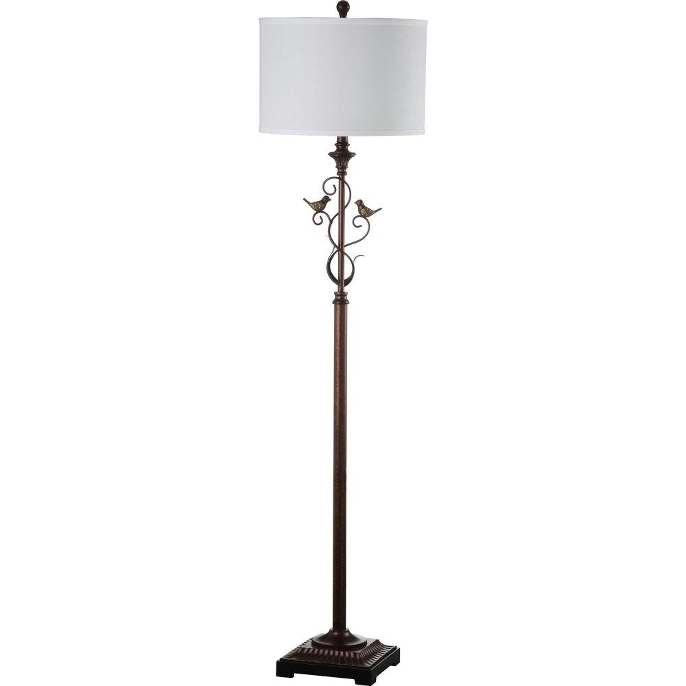 Safavieh Birdsong 61 in. OilRubbed Bronze Floor Lamp with White Shade