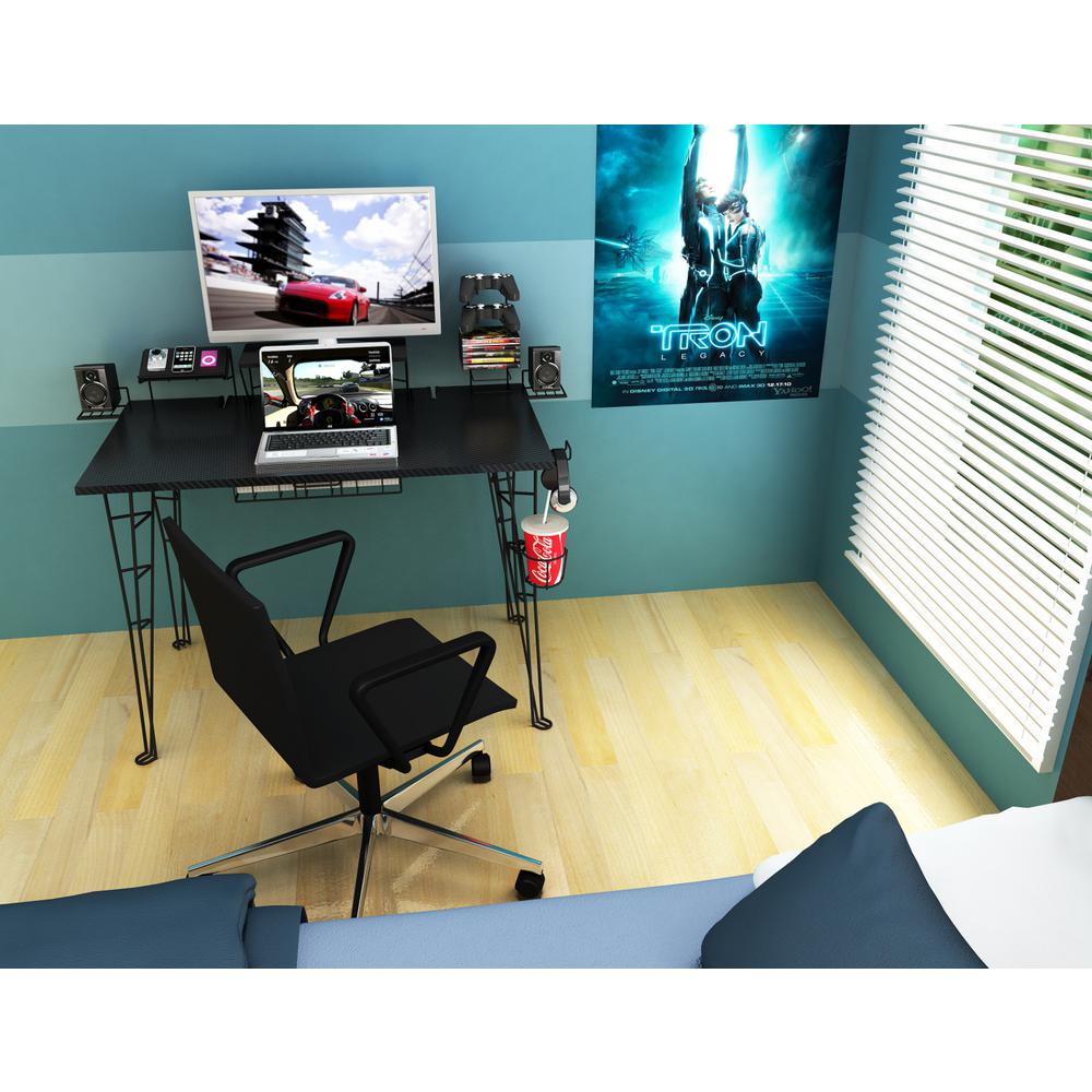 Gaming Desk Atlantic In Black All In One Professional Gamer Office