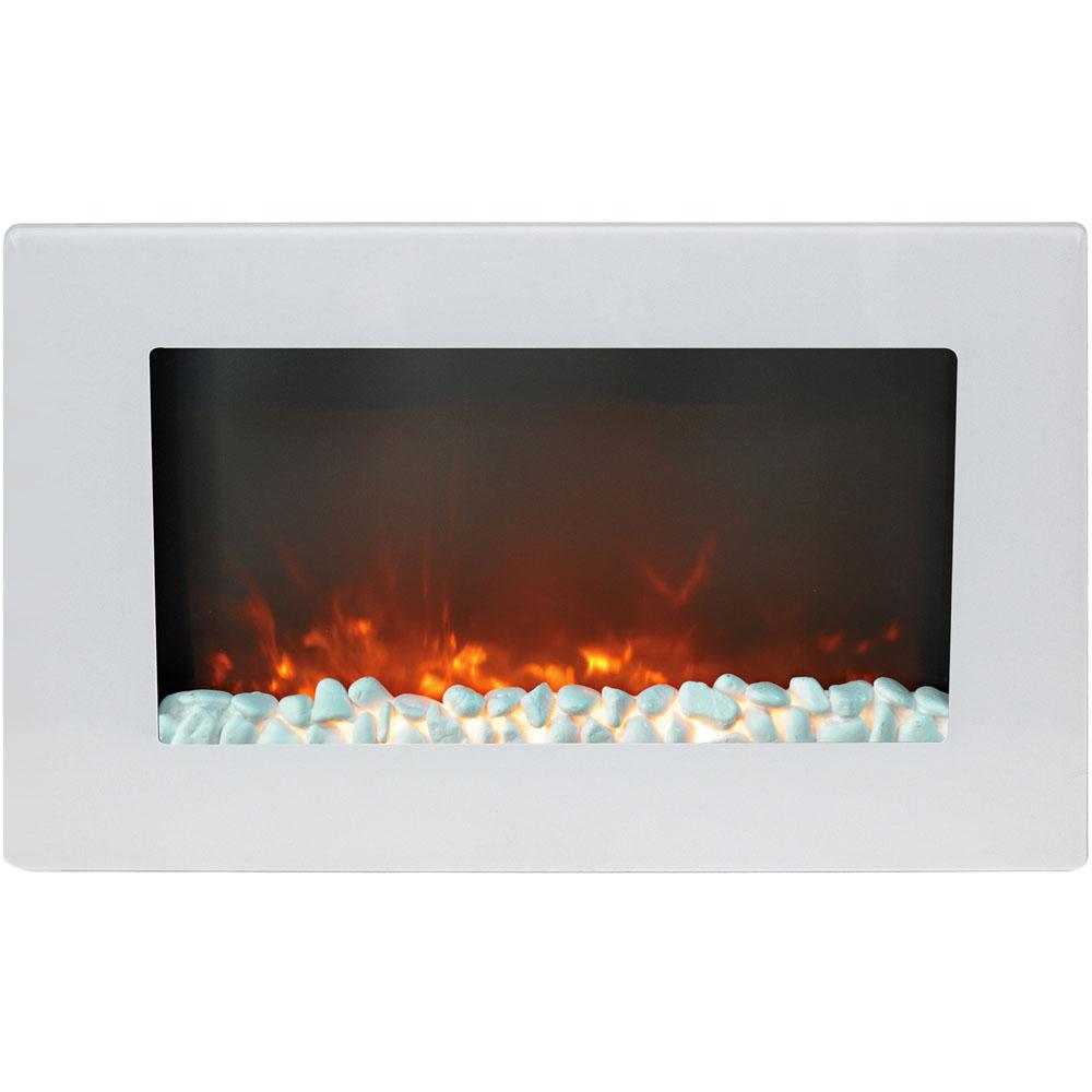 Cambridge Wall Mounted Electric Fireplaces Wall Mount Electric Fireplace In White With Crystal Rock Display