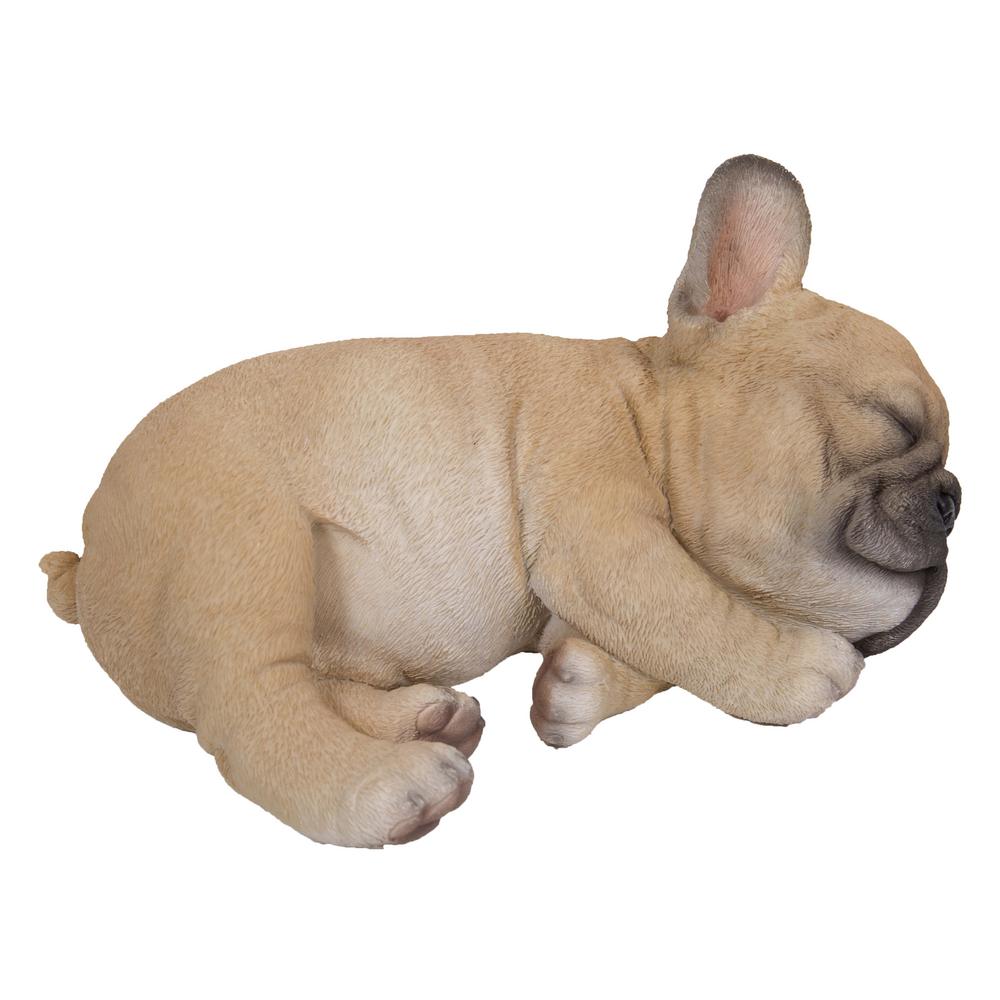 FRENCH BULLDOG PUPPY DOG FIGURINE STATUE RESIN PET 8.5/" L SLEEPING ON SIDE NEW