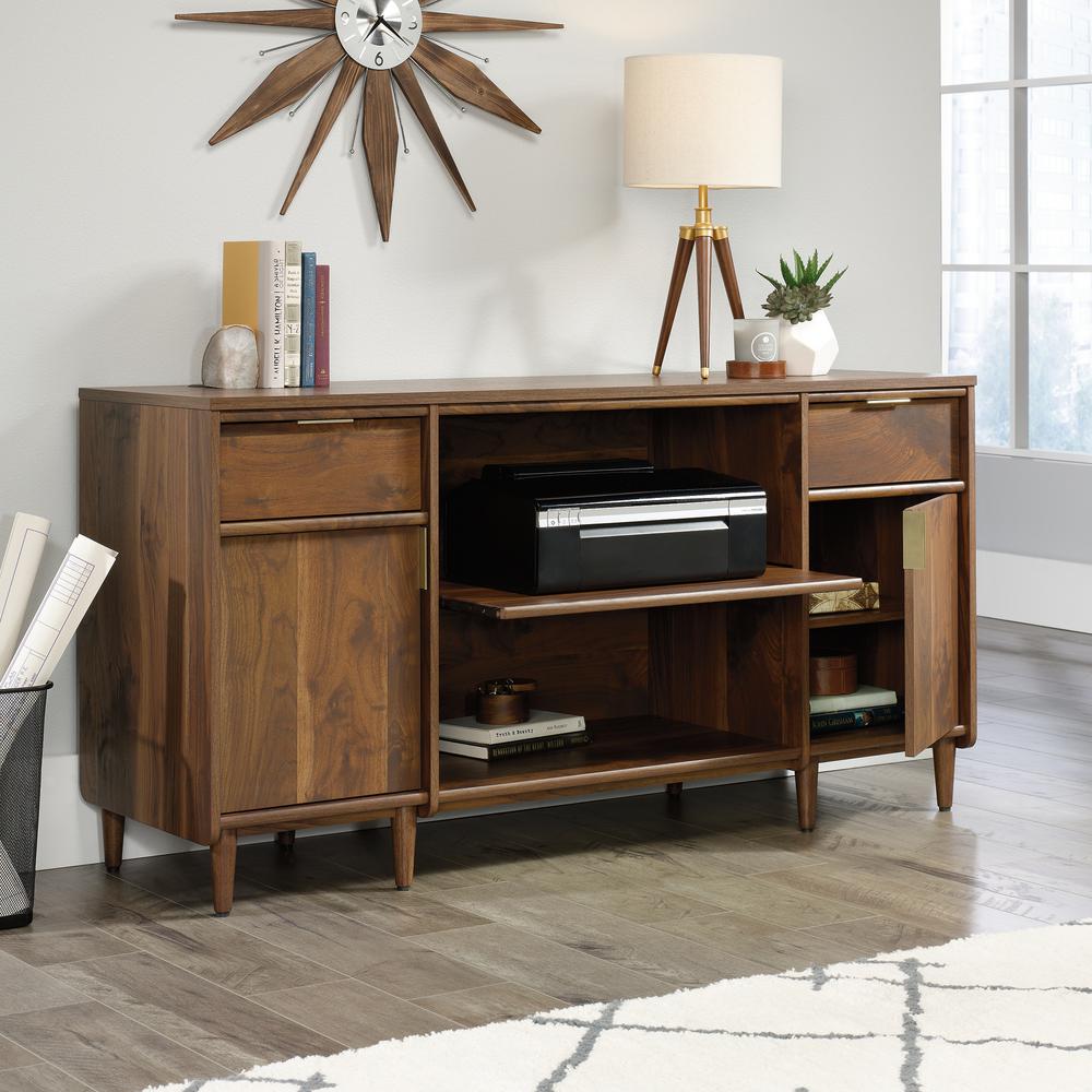 Sauder Clifford Place Grand Walnut Credenza With Slide Out Printer Sauder Clifford Place Grand Walnut