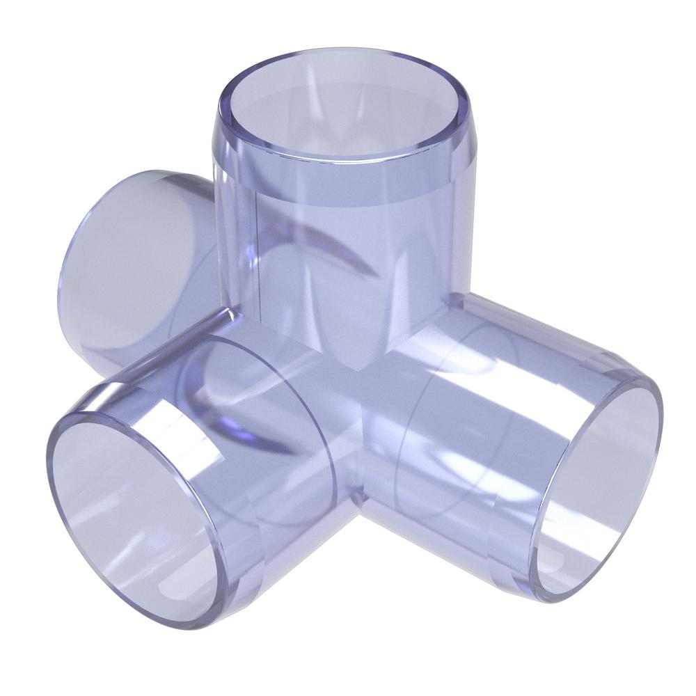 Formufit 1 In Furniture Grade Pvc 4 Way Tee Clear F0014wt Uv Furniture Grade Pvc 4 Way Tee