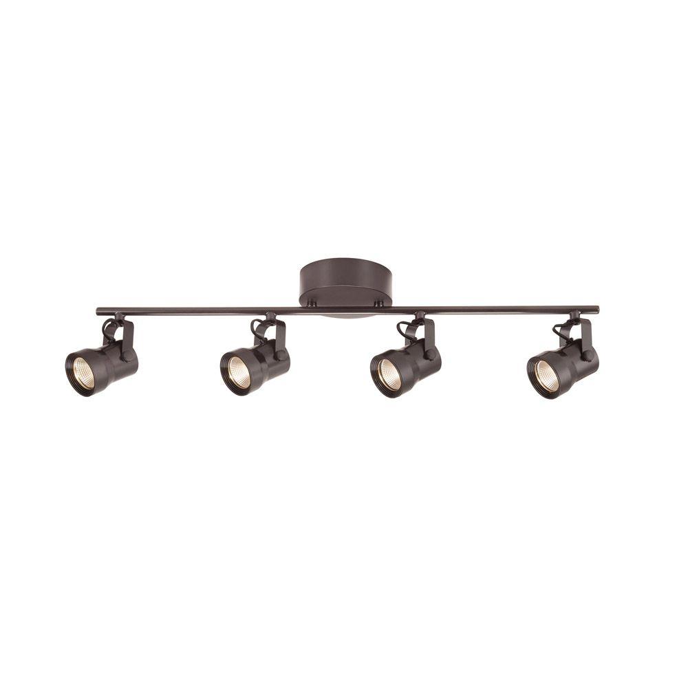 Hampton Bay 4 Light Bronze Led Dimmable Fixed Track Lighting Kit