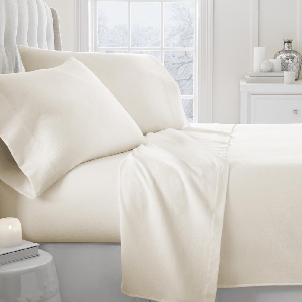 Becky Cameron Solid Flannel Ivory California King 4 Piece Bed Sheet Becky Cameron Solid Flannel Ivory California King 4 Piece Bed Sheet Set Ieh 4pc Fso Ck Iv The Home Depot