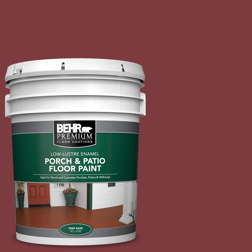 Behr Premium 5 Gal Pfc 02 Brick Red Low Lustre Enamel Interior Exterior Porch And Patio Floor Paint