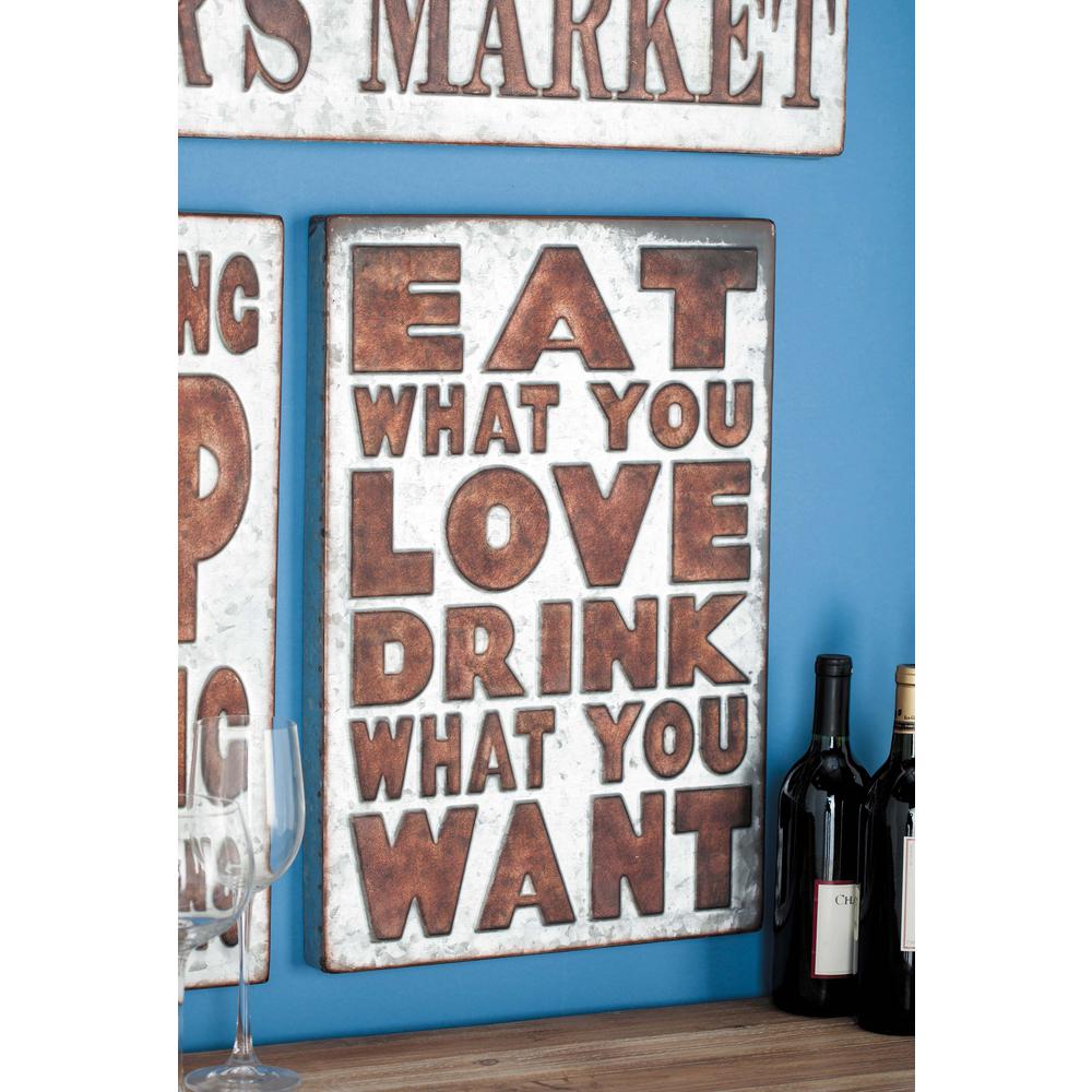 14 In X 21 Pop Arts Eat What You Love Brown Metal Wall Sign