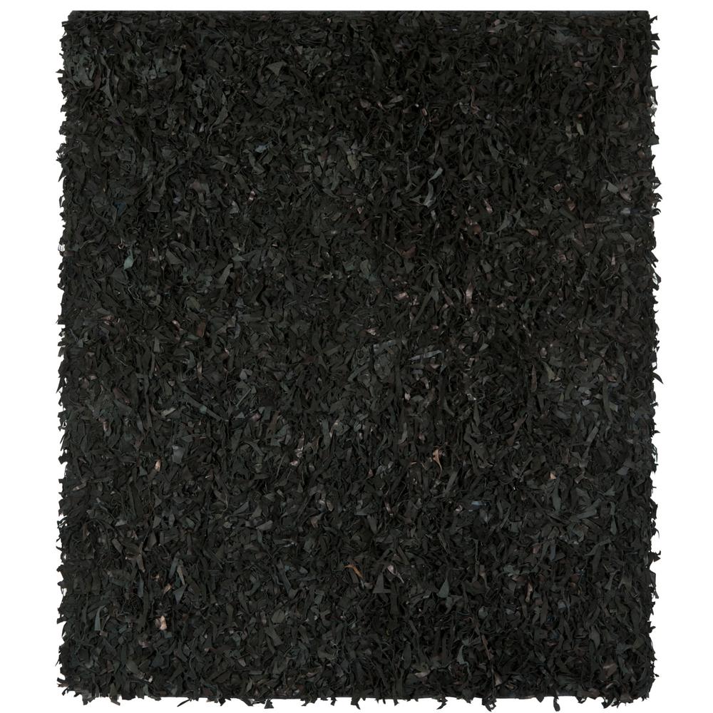 Safavieh Leather Shag Black 6 ft. x 6 ft. Square Area Rug-LSG511A-6SQ