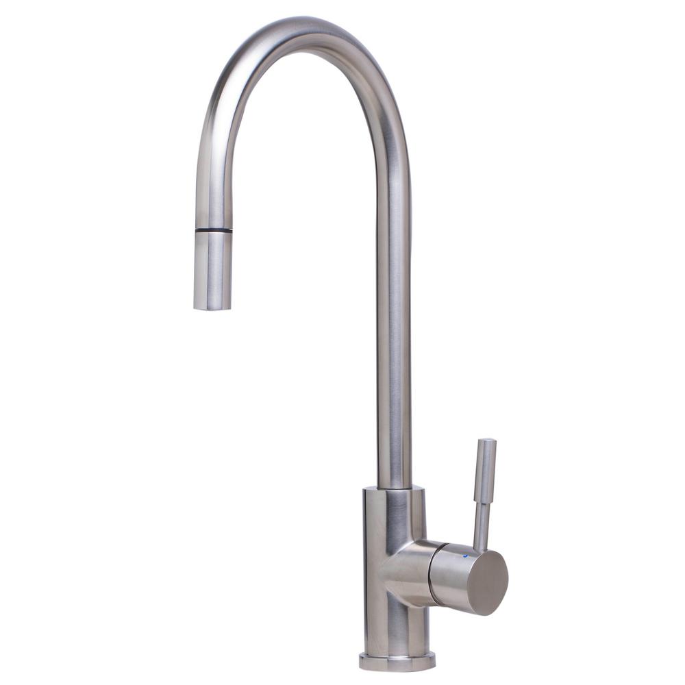Alfi Brand Single Handle Pull Down Sprayer Kitchen Faucet In Brushed Stainless Steel
