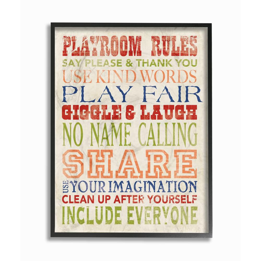 The Stupell Home Decor Collection 11 In X 14 In Playroom Rules In Four Colors By Stephanie Workman Marrott Wood Framed Wall Art Brp 1339 Fr 11x14 The Home Depot