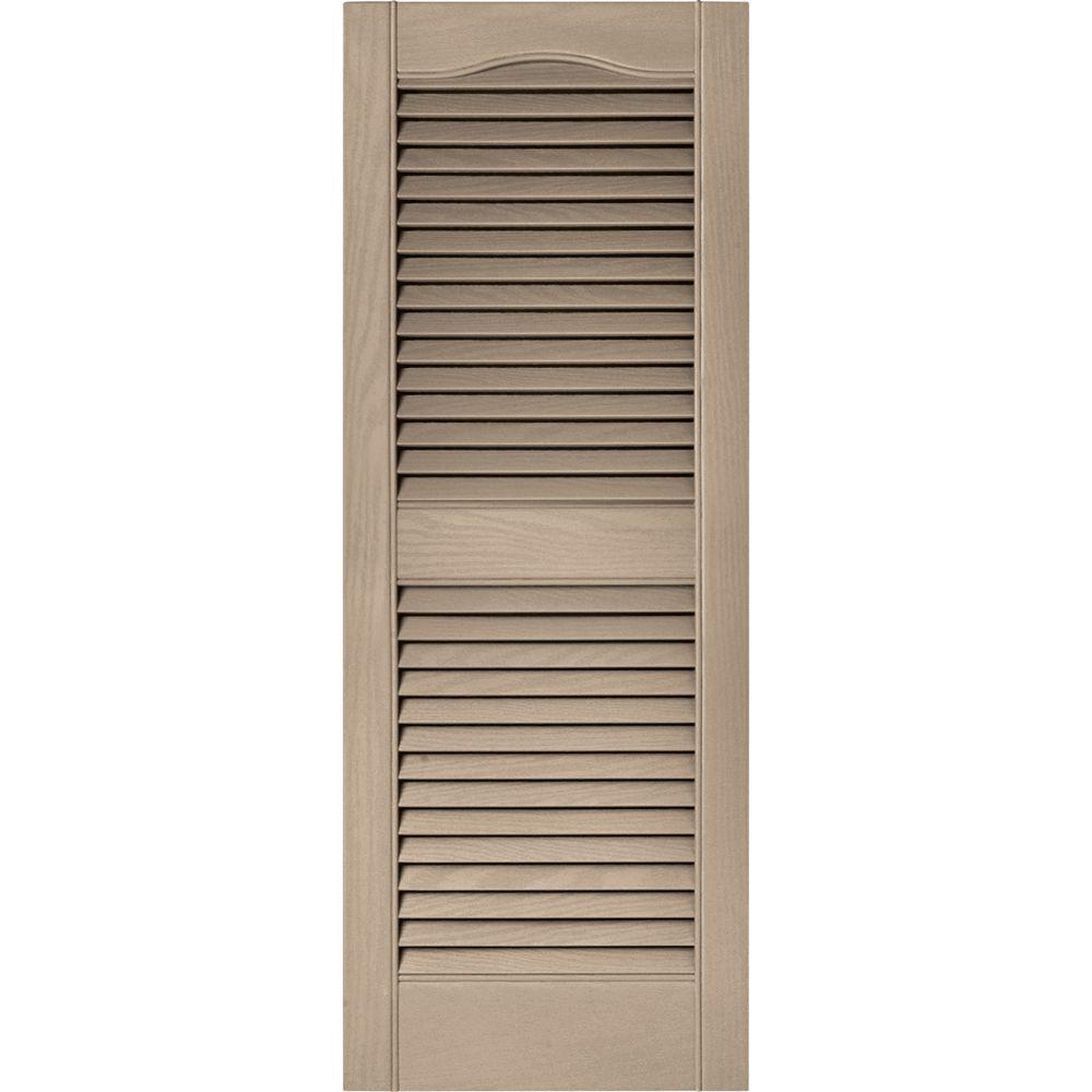 Wicker Louvered Vinyl Exterior Shutters Pair 15 in. x 39 Wicker Louvered Vinyl Exterior Shutters Pair 15 in. x 39