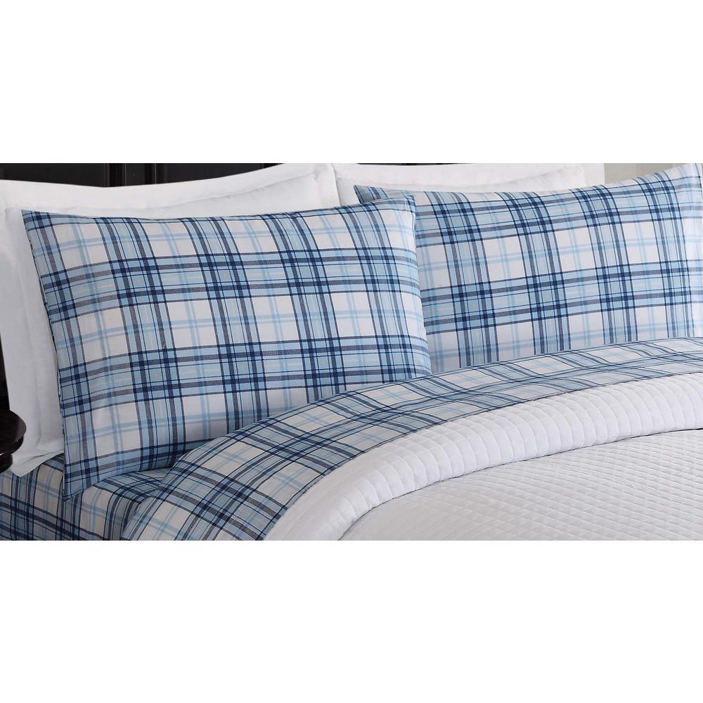 London Fog Lowell Printed 6Piece Blue and White Queen Sheet Set