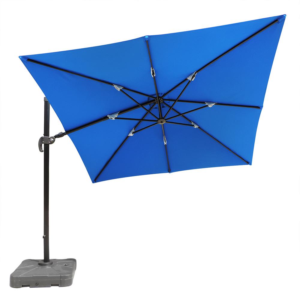 Island Umbrella Santorini Ii 10 Ft Square Cantilever Patio Umbrella In Blue Sunbrella Acrylic Nu6080 The Home Depot