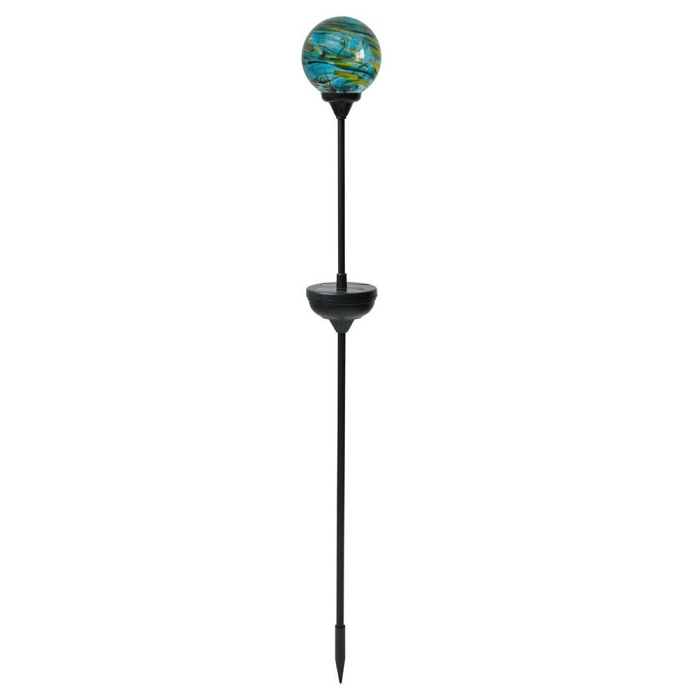 Deck Impressions Solar Powered Blue Swirl Globe Stake Light 49652 Deck Impressions Solar Powered Blue Swirl Globe Stake Light