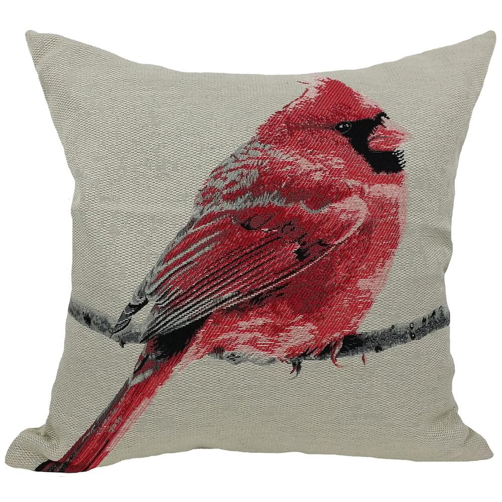 Manor Luxe 18 In X 18 In Red Cardinal Bird Embroidery With