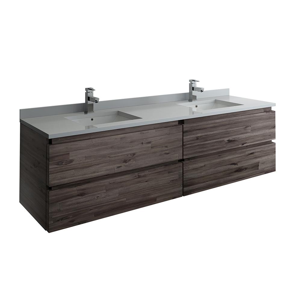 Fresca Formosa 72 in. Modern Double Wall Hung Vanity in Warm Gray 