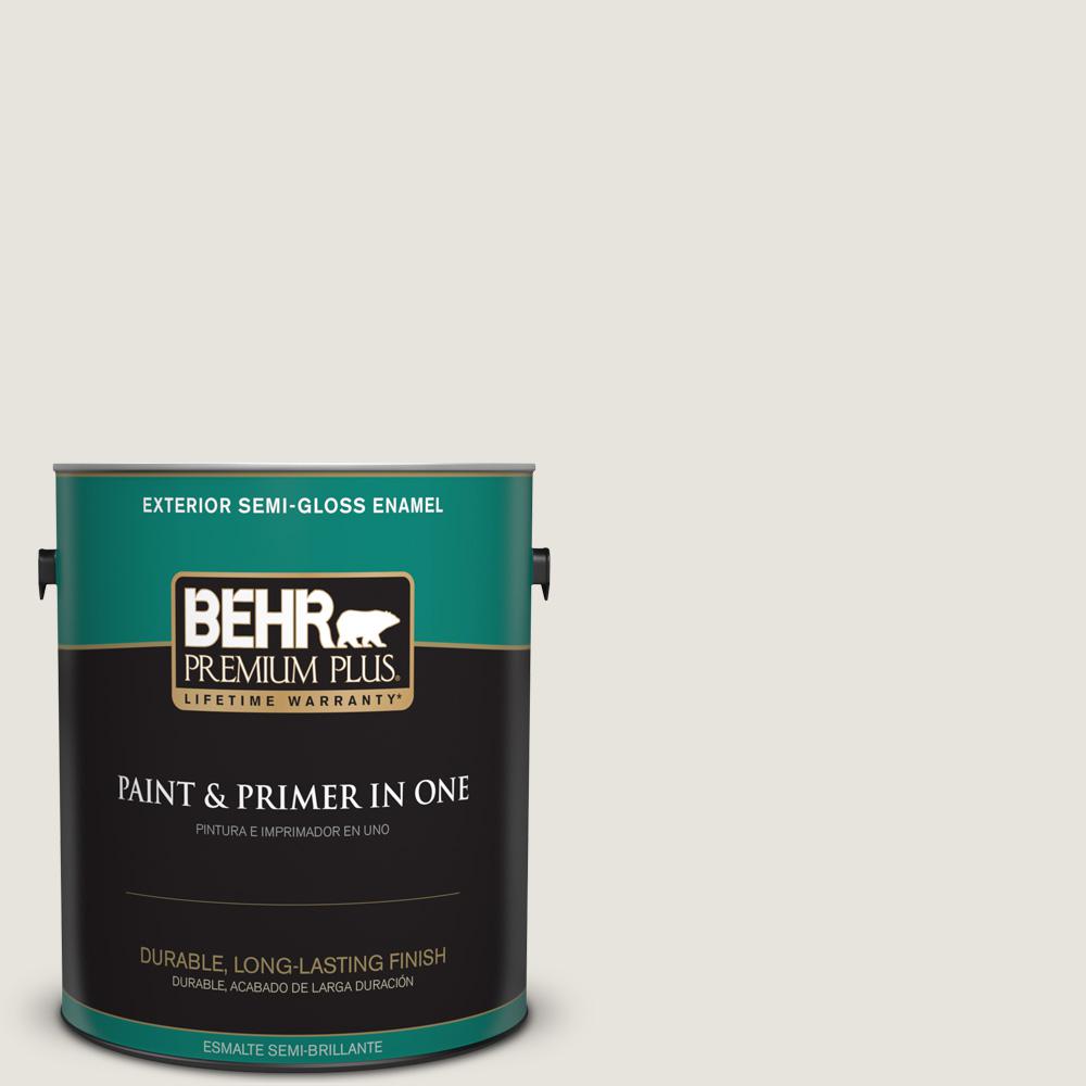 BEHR Premium Plus 1 gal. PPU2413 White Pepper SemiGloss Enamel