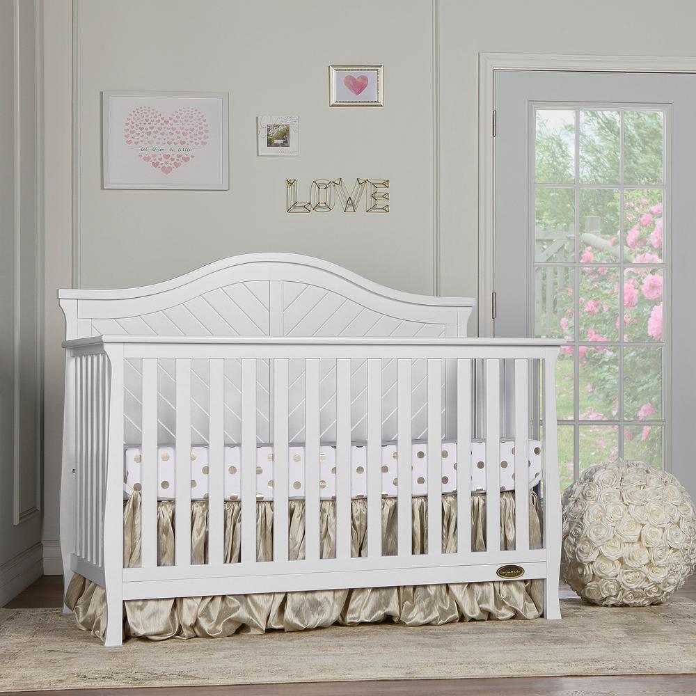 Dream On Me Kaylin White 5 In 1 Convertible Crib 730 W The Home Depot