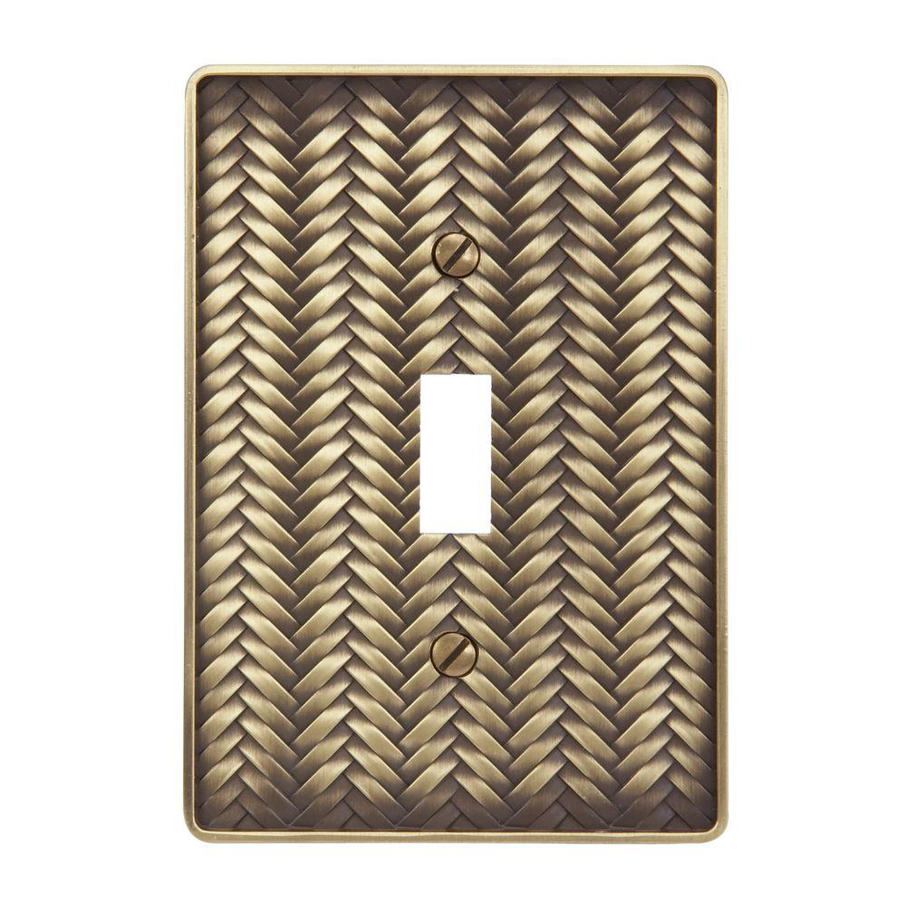 Amerelle Weave 1 Toggle Wall Plate Antique Brass89TAB The Home Depot