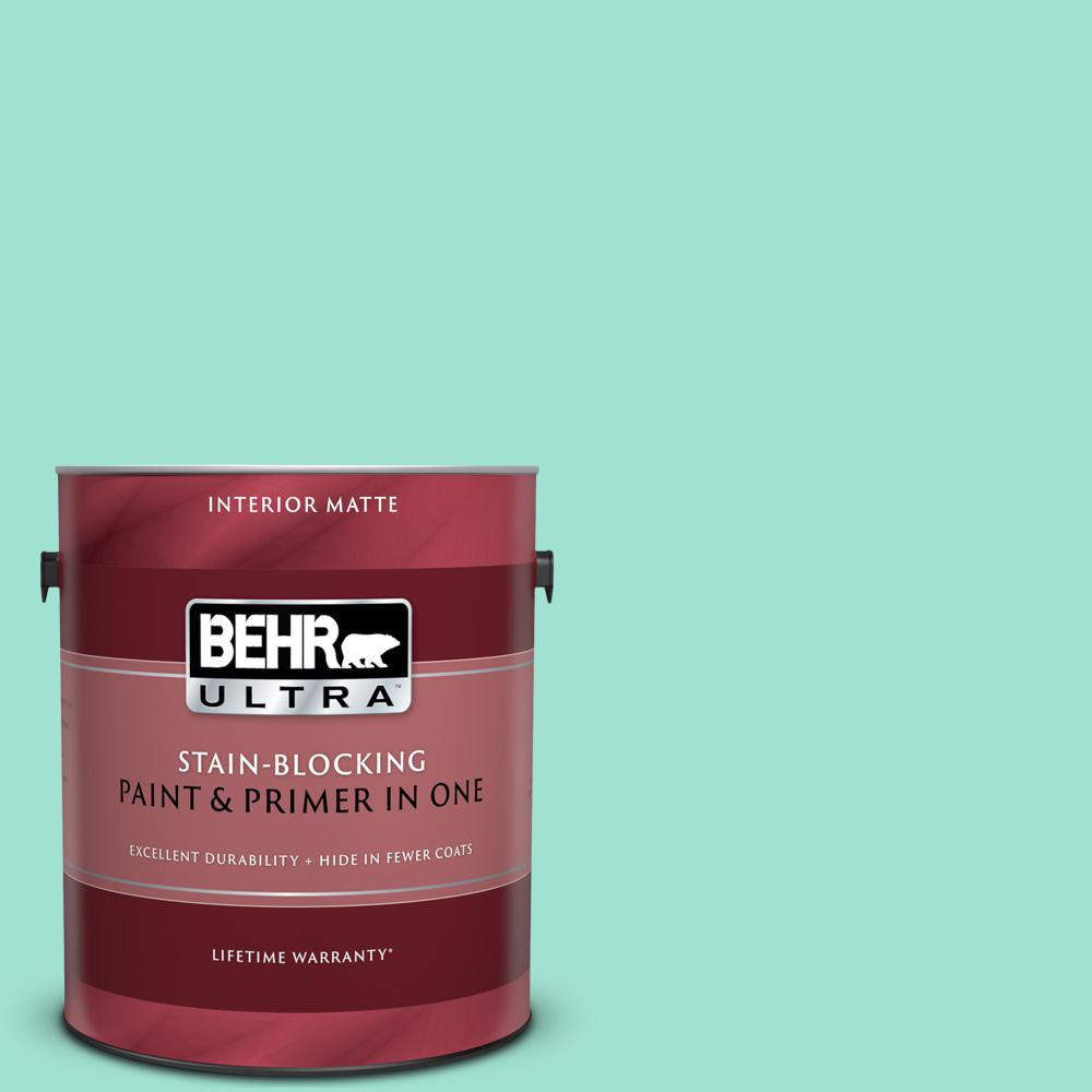 Behr Ultra 1 Gal P430 2 Aqua Wish Matte Interior Paint And Primer In One