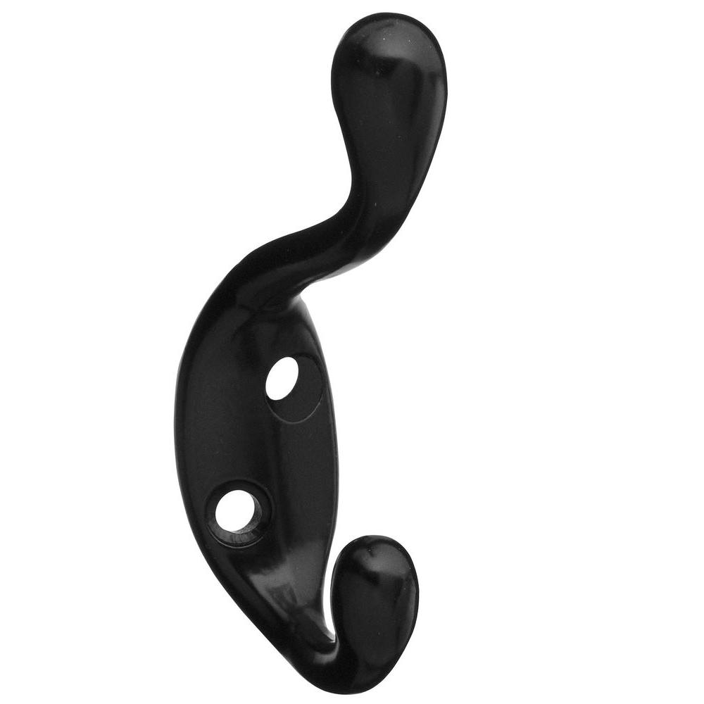 Stanley-National Hardware 3-1/2 in. Basic Coat and Hat Hook in Black ...