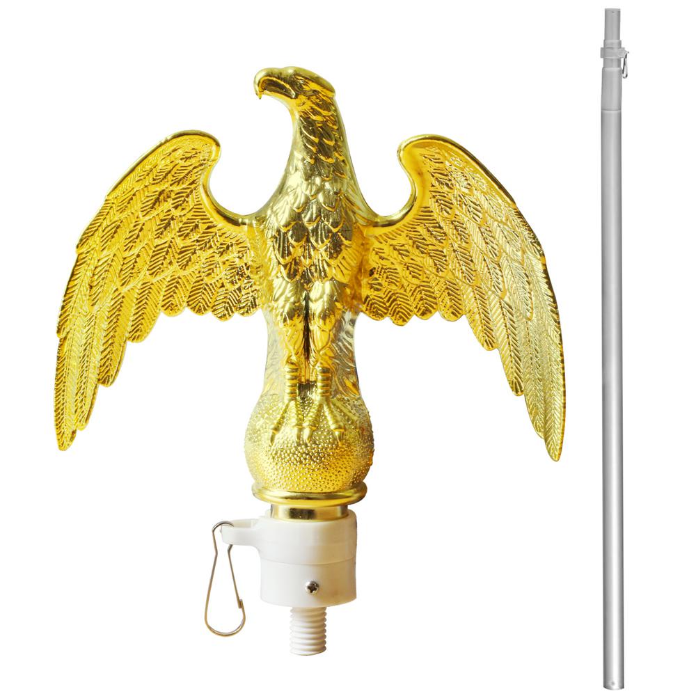 Anley 75 Ft Aluminum Indoor Telescoping Flagpole With Tangle Free Carabiners And Golden Eagle Top Finial