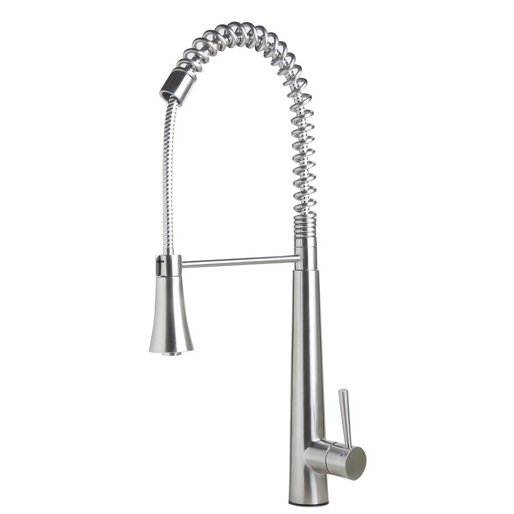 Alfi Brand Single Handle Pull Down Sprayer Kitchen Faucet In Brushed Stainless Steel