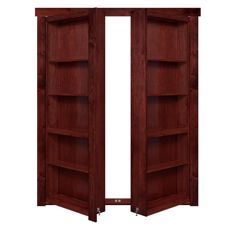 The Murphy Door 60 In X 80 Flush Mount Embled Maple Cherry Flush Mount Embled Maple Cherry Stained Out Swing Solid Core Interior French Bookcase Door