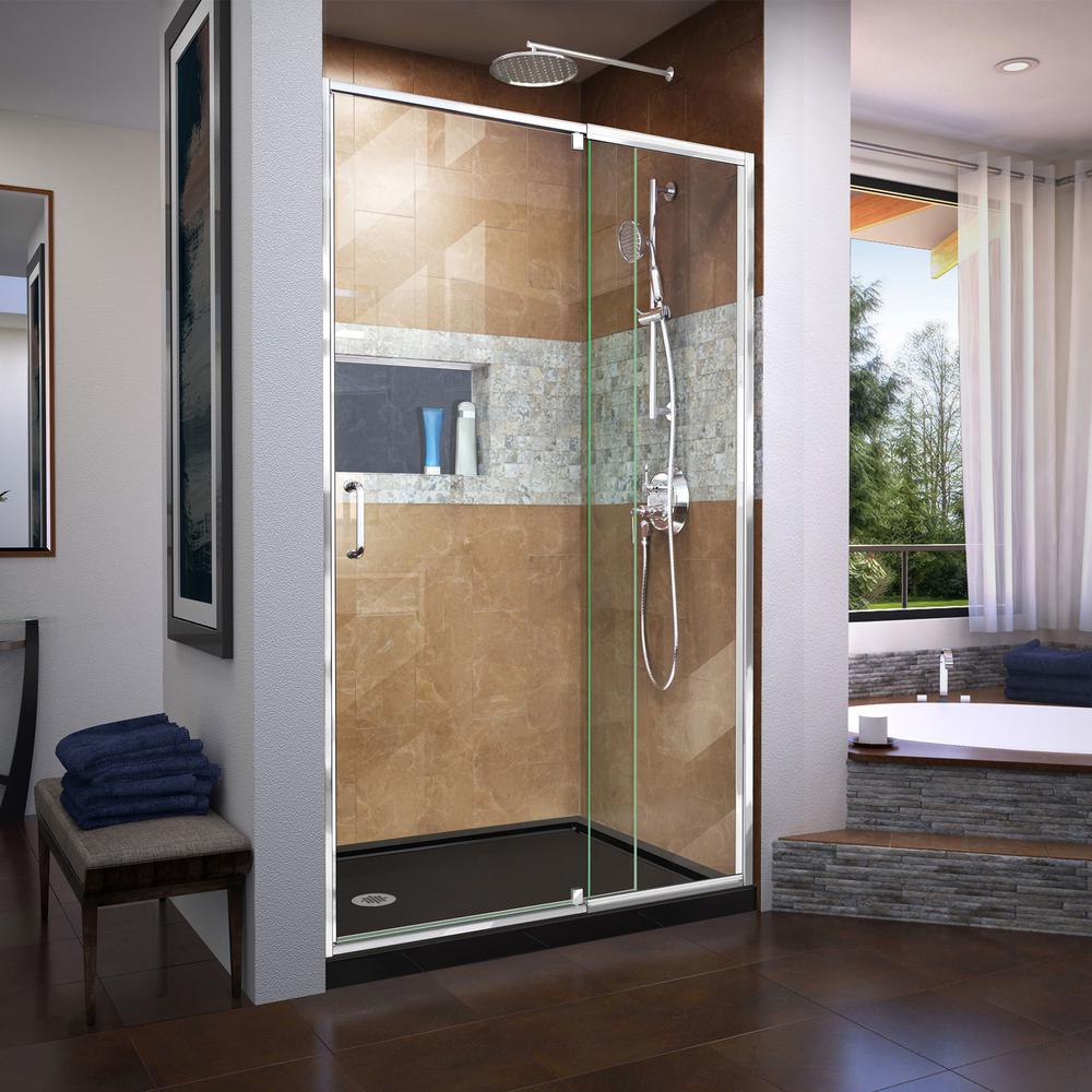 Vigo Pirouette 48 In X 72 Adjule Frameless Pivot Shower Flex 44 In To 48 X 72 Framed Pivot