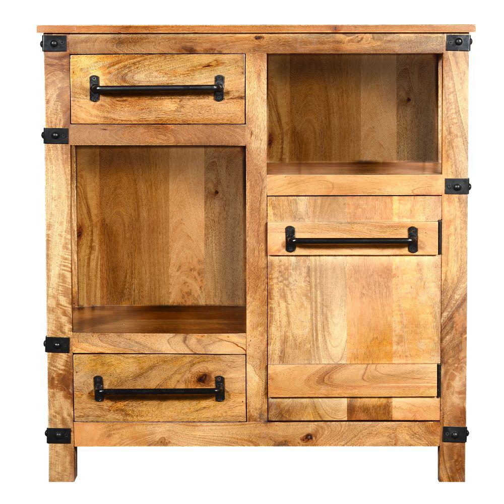 The Urban Port Brown And Black Wooden Cabinet With 2 Spacious