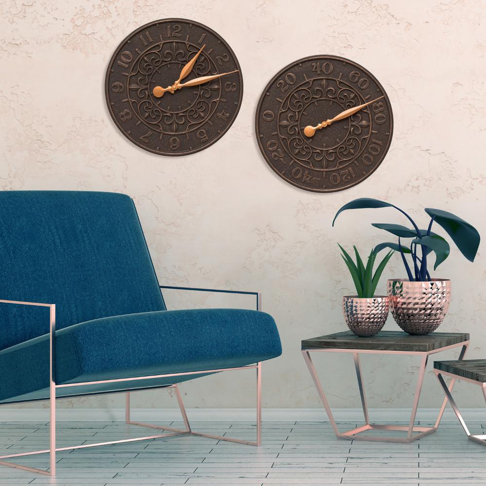 Indoor Outdoor Wall Thermometer in Bronze Verdigris Whitehall 16 in