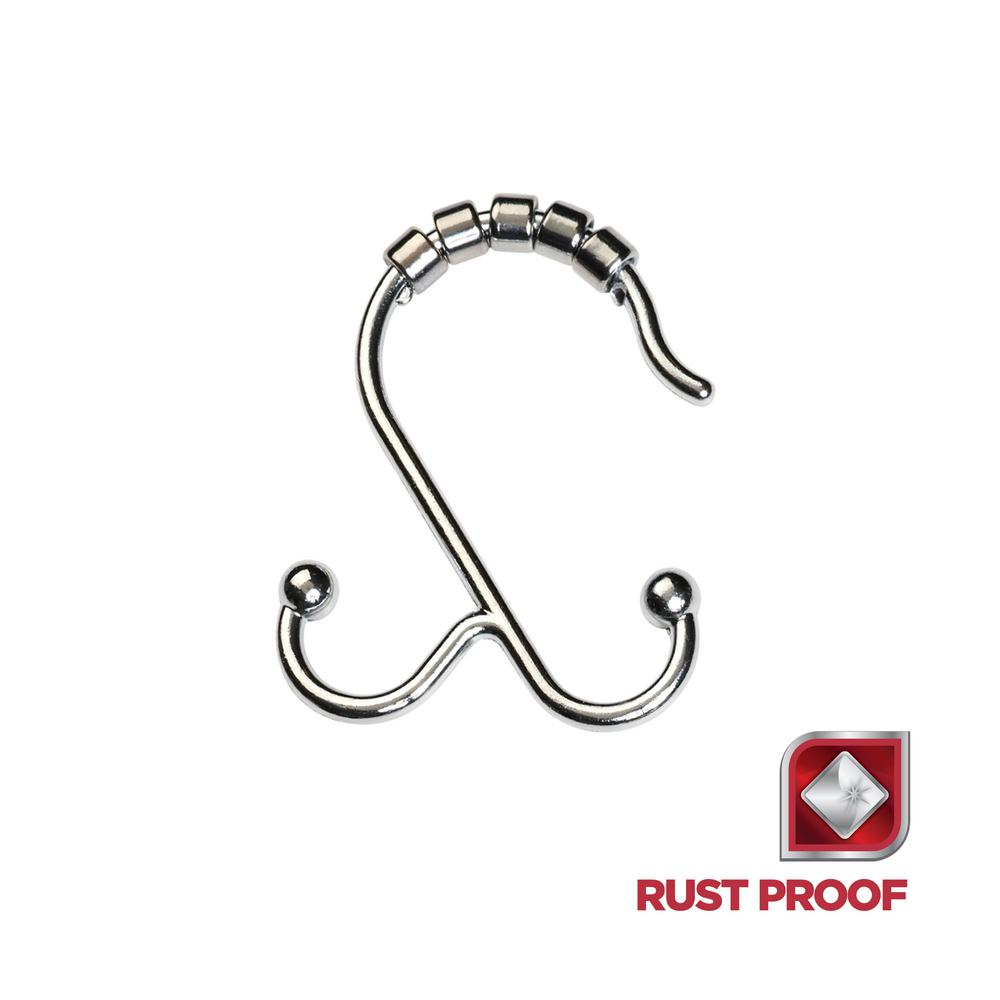 Shower Curtain Hooks Accessories The Home Depot Rustproof Double Roller Shower Hooks