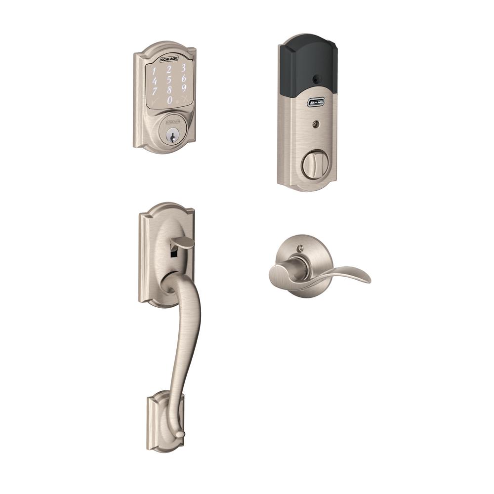 Schlage Camelot Satin Nickel Connect Smart Lock with Alarm and Left
