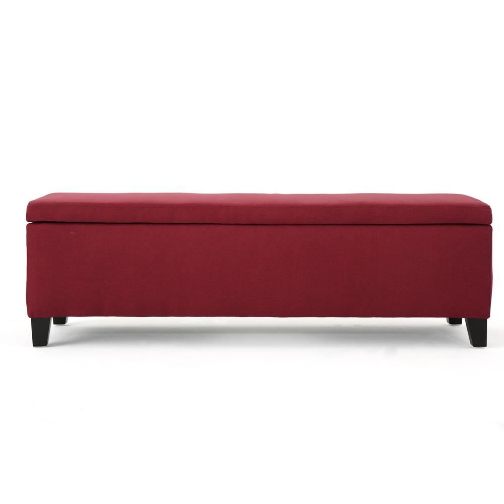 Noble House Cleo Deep Red Fabric Storage Bench300704 The Home Depot