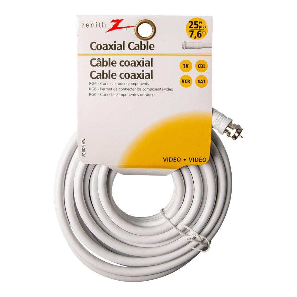 Zenith 25 ft. RG6 Coaxial Cable, WhiteVG102506W The Home Depot