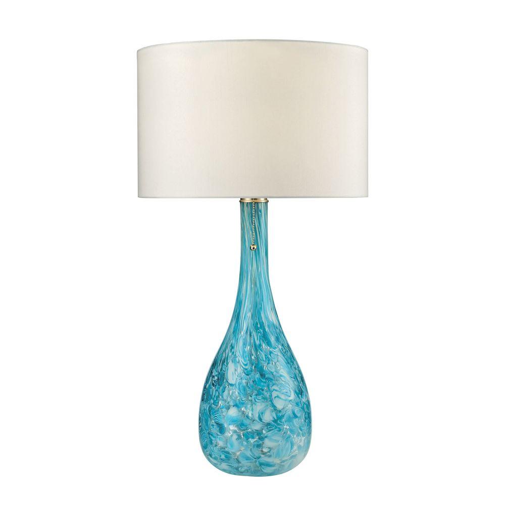 Titan Lighting Mediterranean 29 In Seafoam Blown Glass Table Lamp