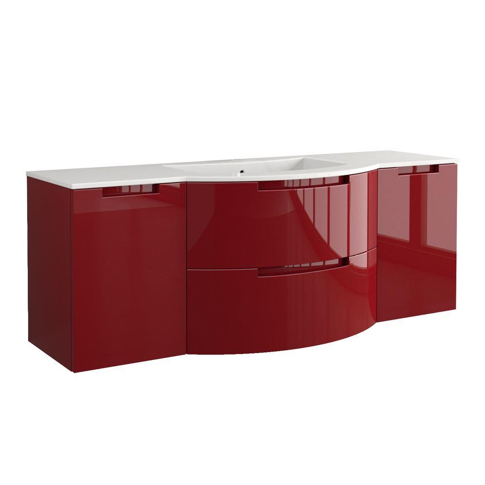 LaToscana Oasi 67 in. Bath Vanity in Glossy Red with ...