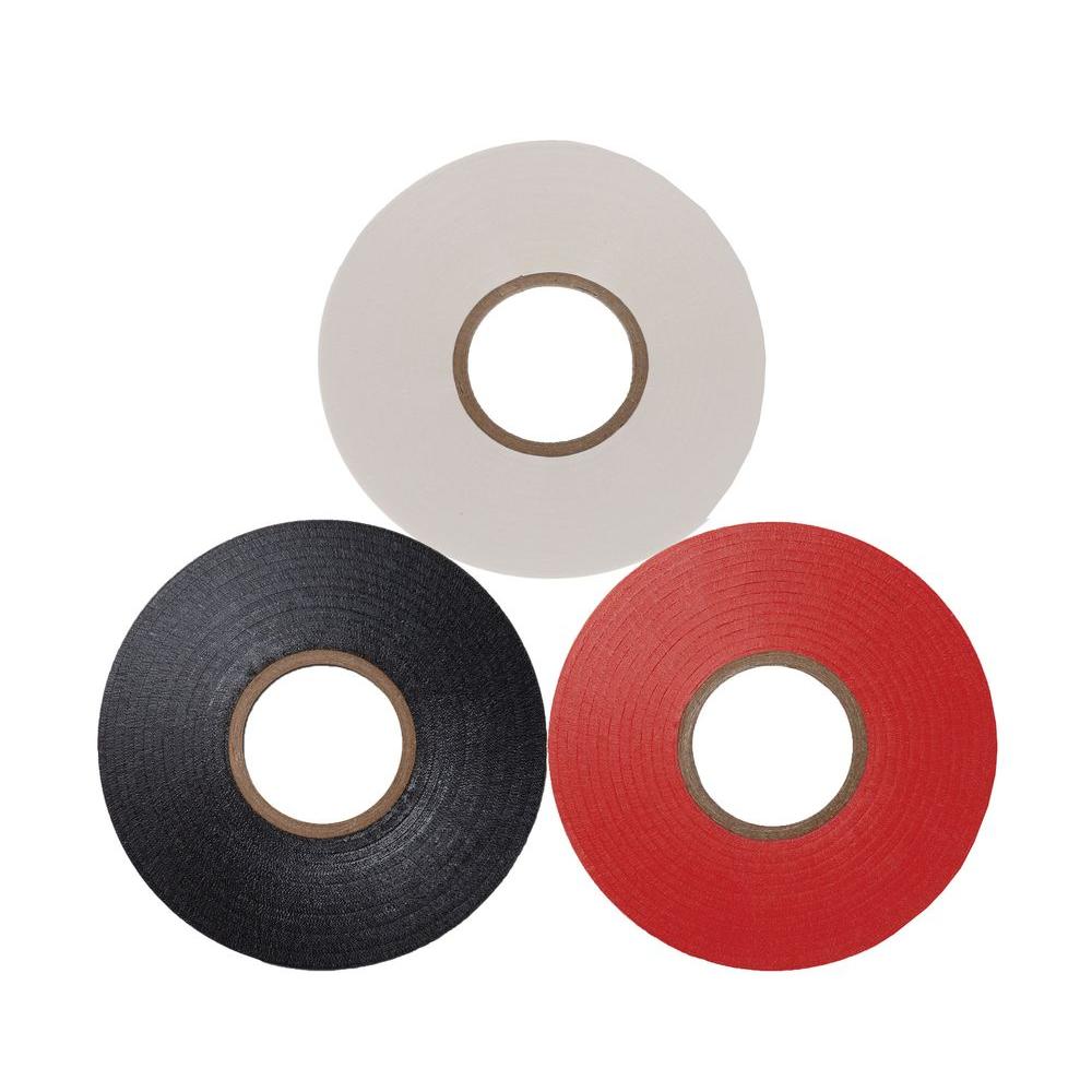 3M Scotch 3/4 in. x 66 ft. Vinyl Electrical Tape, Black/Red and White