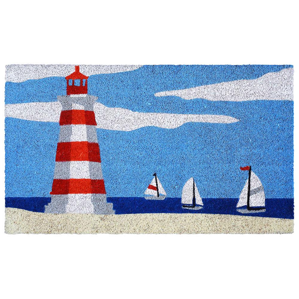 Natura Lighthouse 18 In X 30 In Blue Outdoor Mat