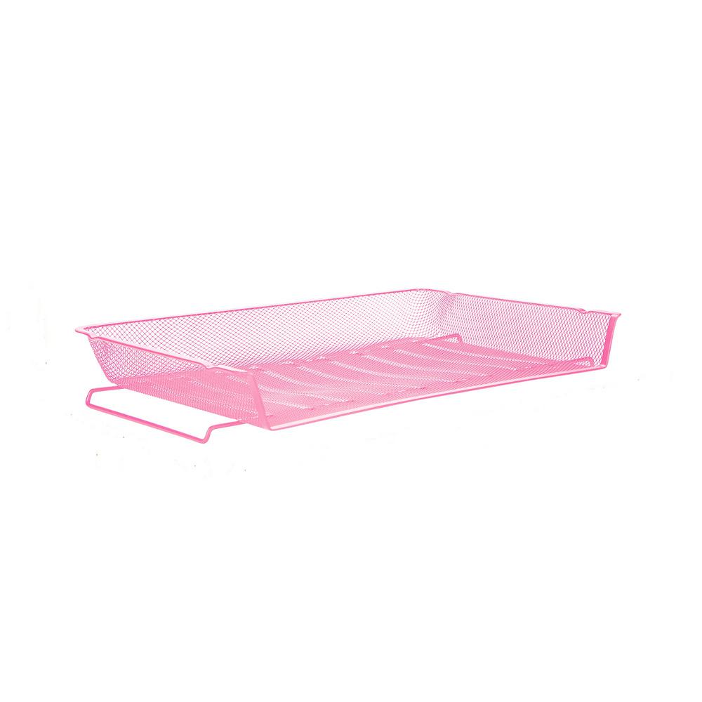 Mind Reader Stackable Letter Tray Tray Mesh Desk Organizer Pink